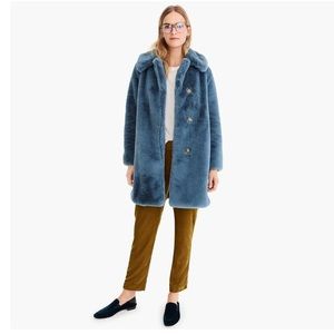 J Crew blue mid length faux fur